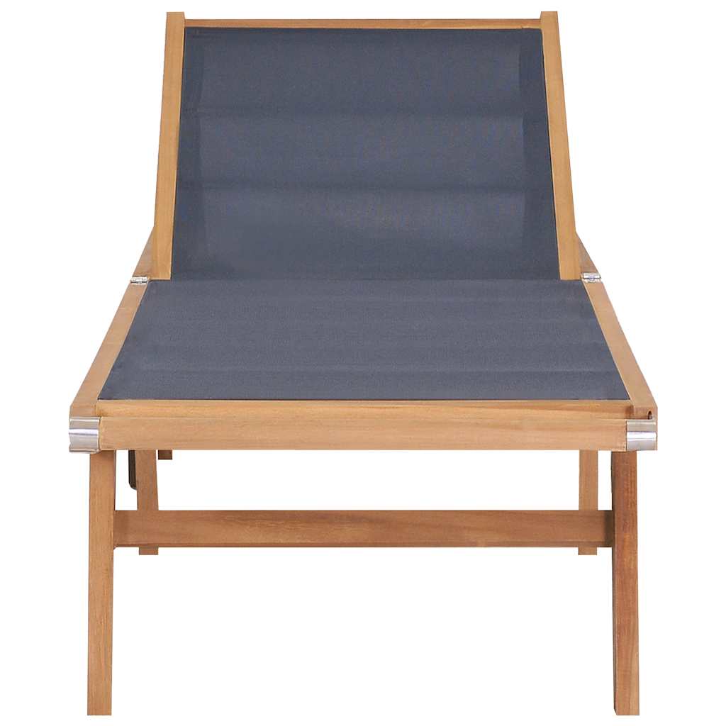 Foldbar solseng med hjul, heltre teak og tekstil