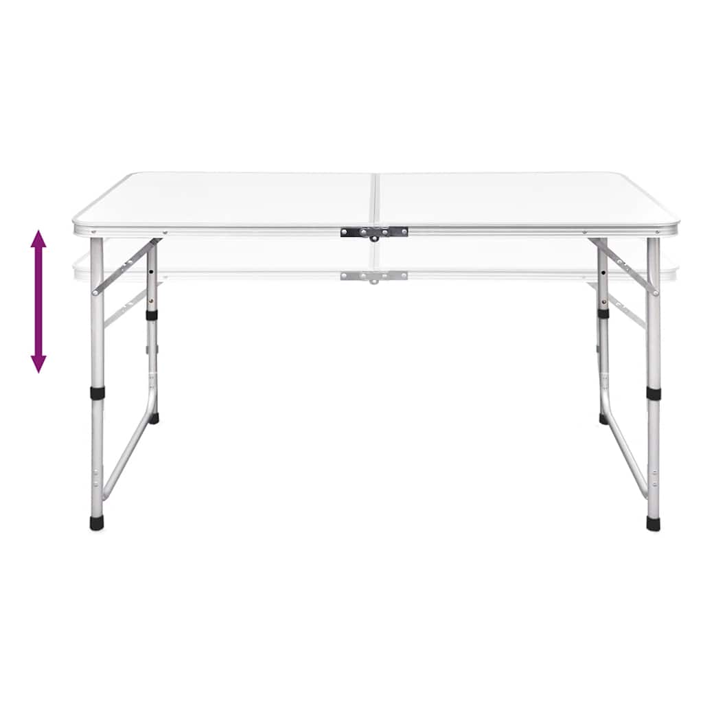 Sammenleggbart campingbord med 4 krakker aluminium 120x60 cm