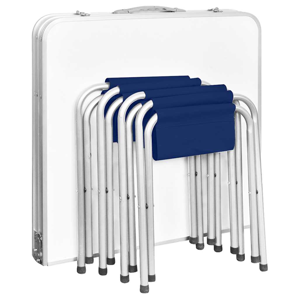 Sammenleggbart campingbord med 4 krakker aluminium 120x60 cm