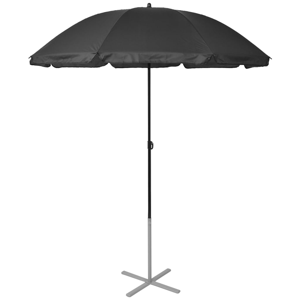 Solsenger med parasoll, aluminium svart