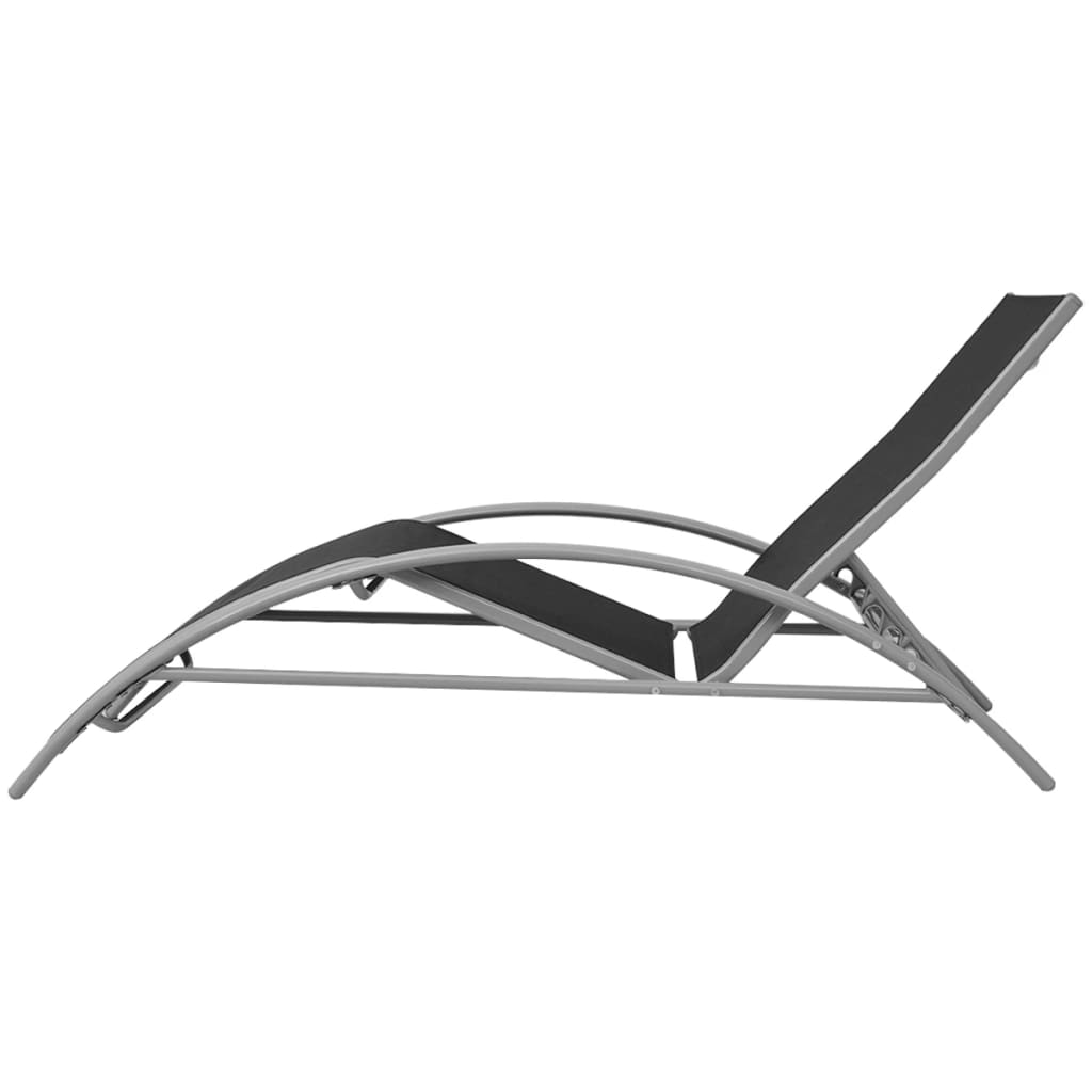 Solsenger med parasoll, aluminium svart
