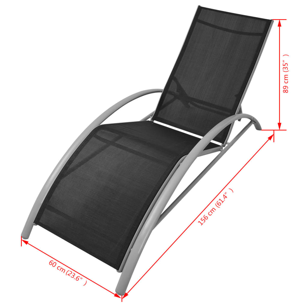 Solsenger med parasoll, aluminium svart