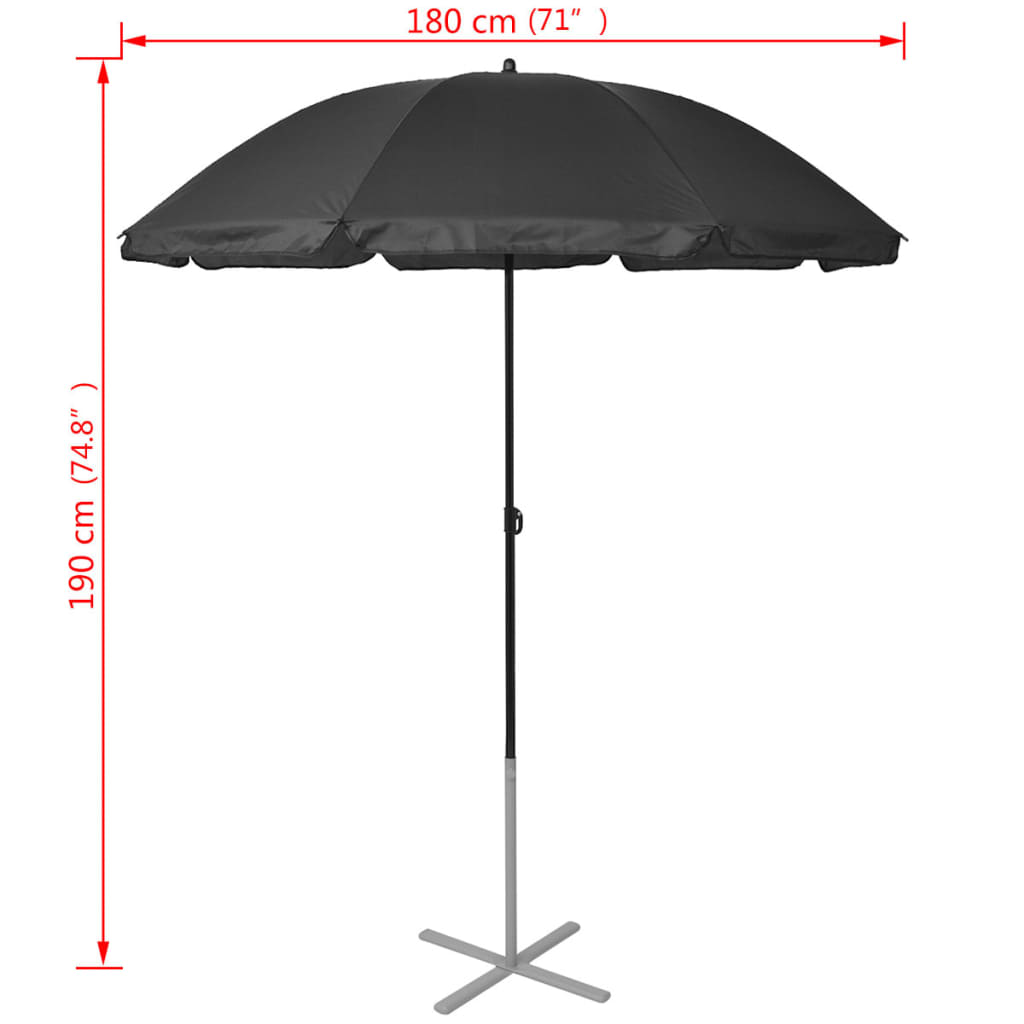 Solsenger med parasoll, aluminium svart