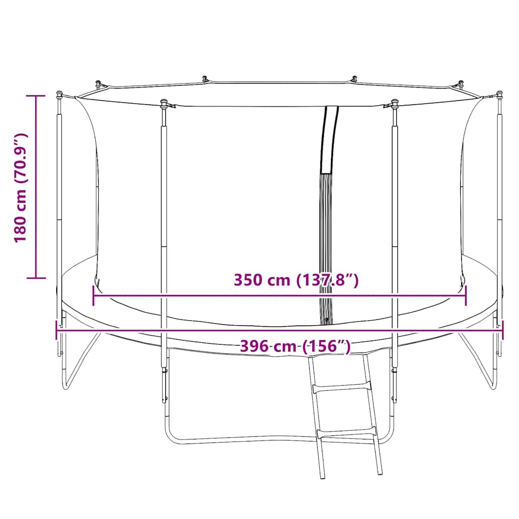 Sikkerhetsnett for 3,96 meter rund trampoline