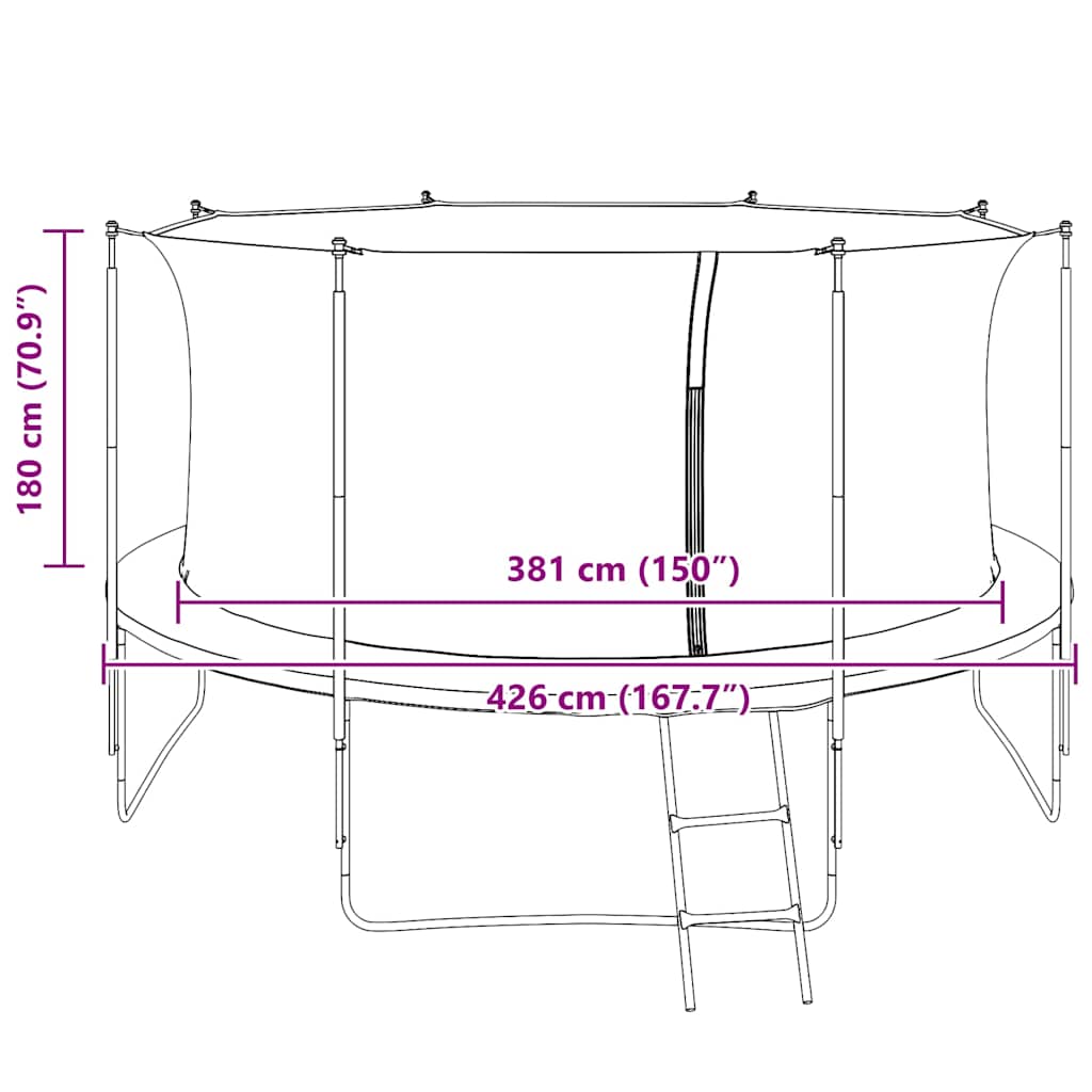 Sikkerhetsnett for 4,26 meter rund trampoline