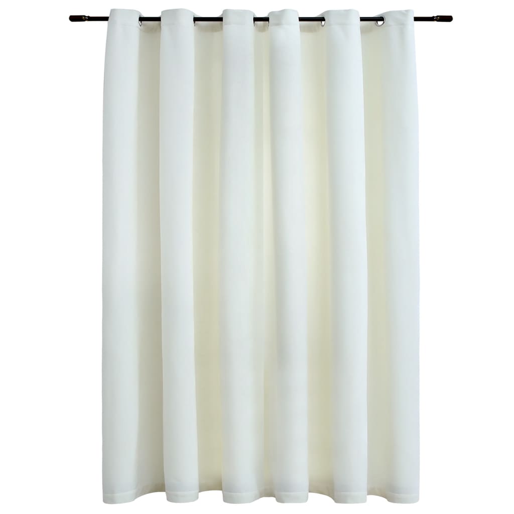 Kremhvit lystett gardin med metallringer, 290x245 cm
