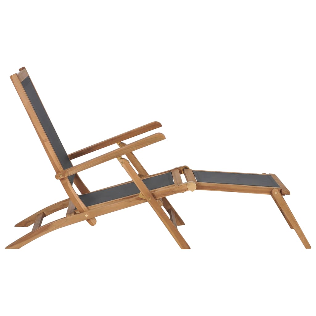 Fluktstol med fotstøtte heltre teak svart