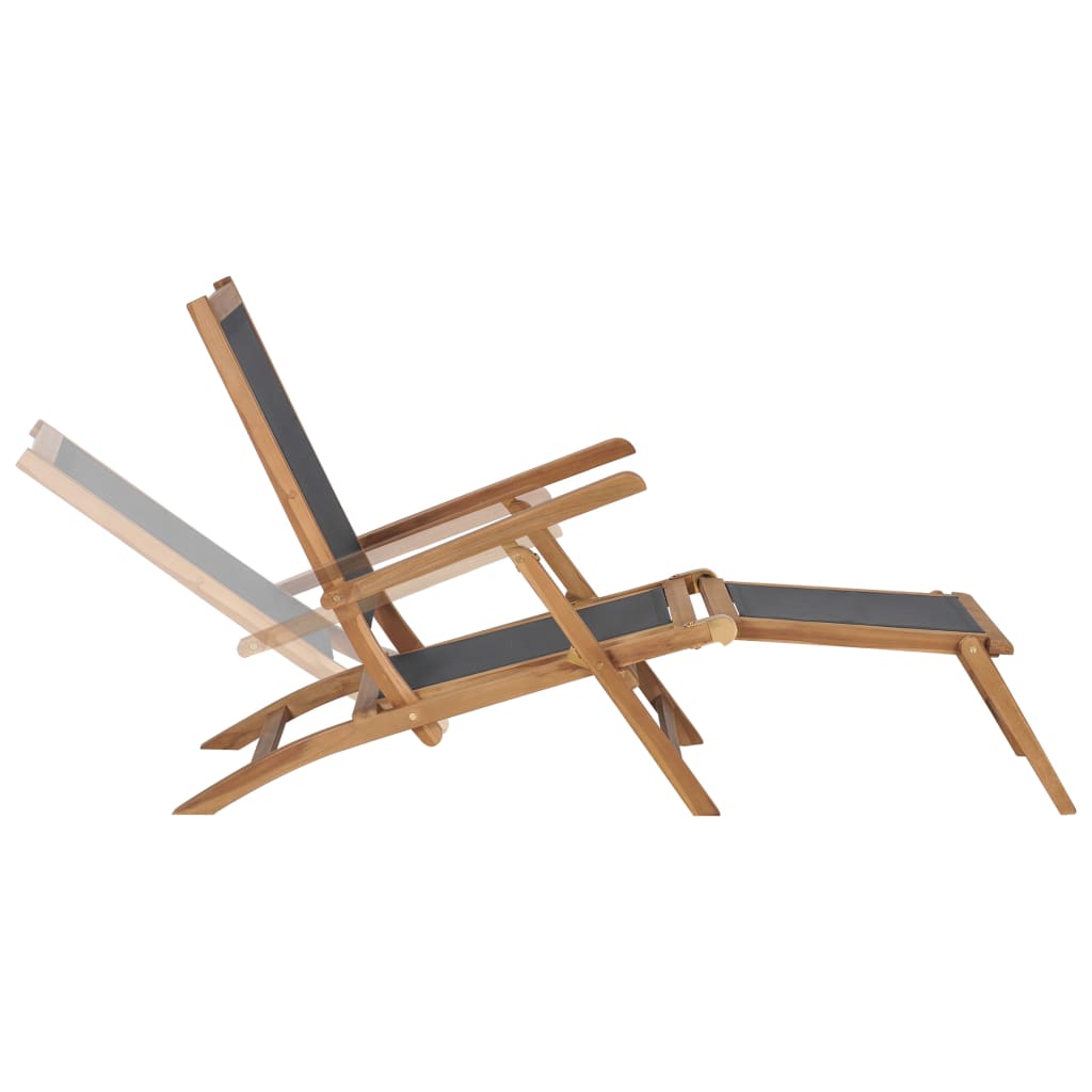 Fluktstol med fotstøtte heltre teak svart