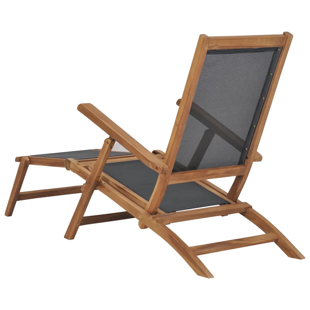 Fluktstol med fotstøtte heltre teak svart