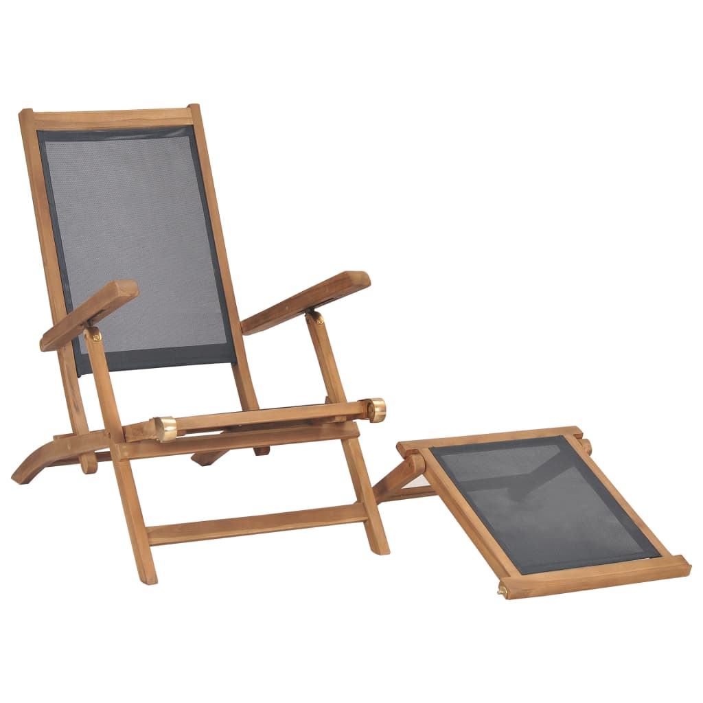 Fluktstol med fotstøtte heltre teak svart