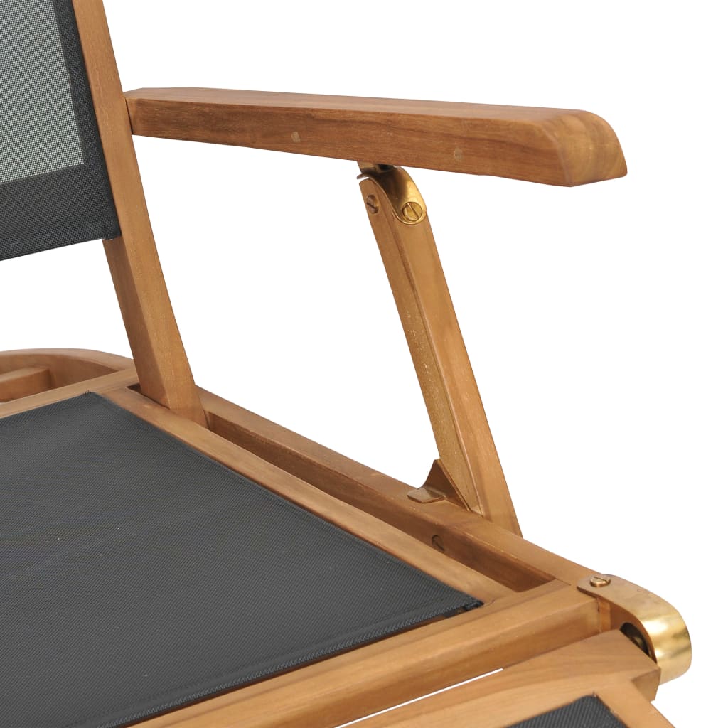 Fluktstol med fotstøtte heltre teak svart