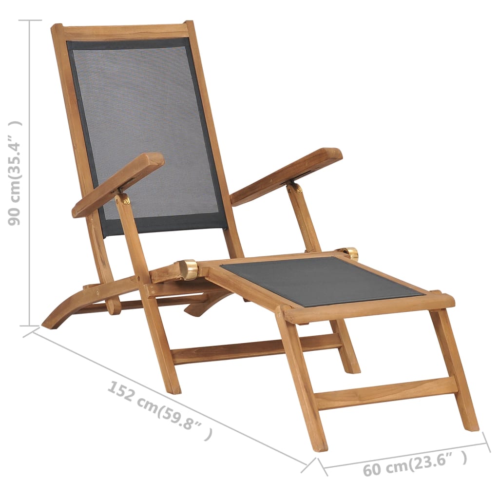 Fluktstol med fotstøtte heltre teak svart