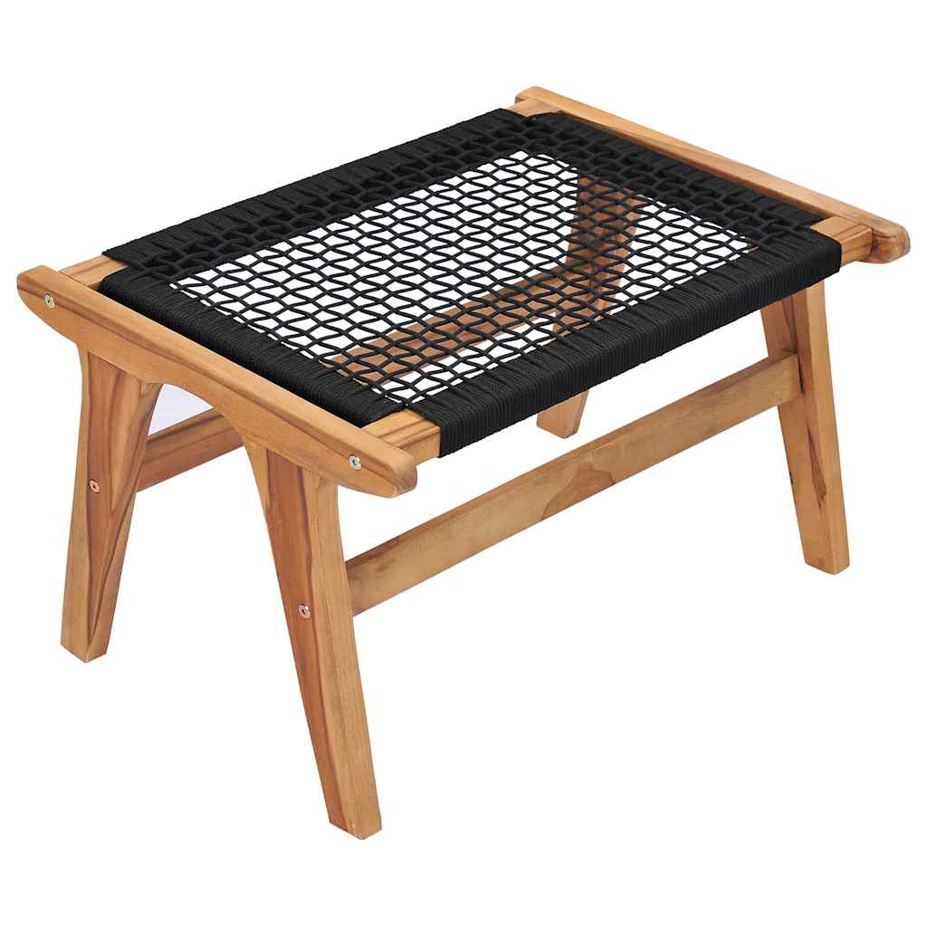 Solseng med fotstøtte, heltre teak tre og tau