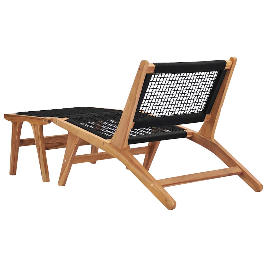 Solseng med fotstøtte, heltre teak tre og tau
