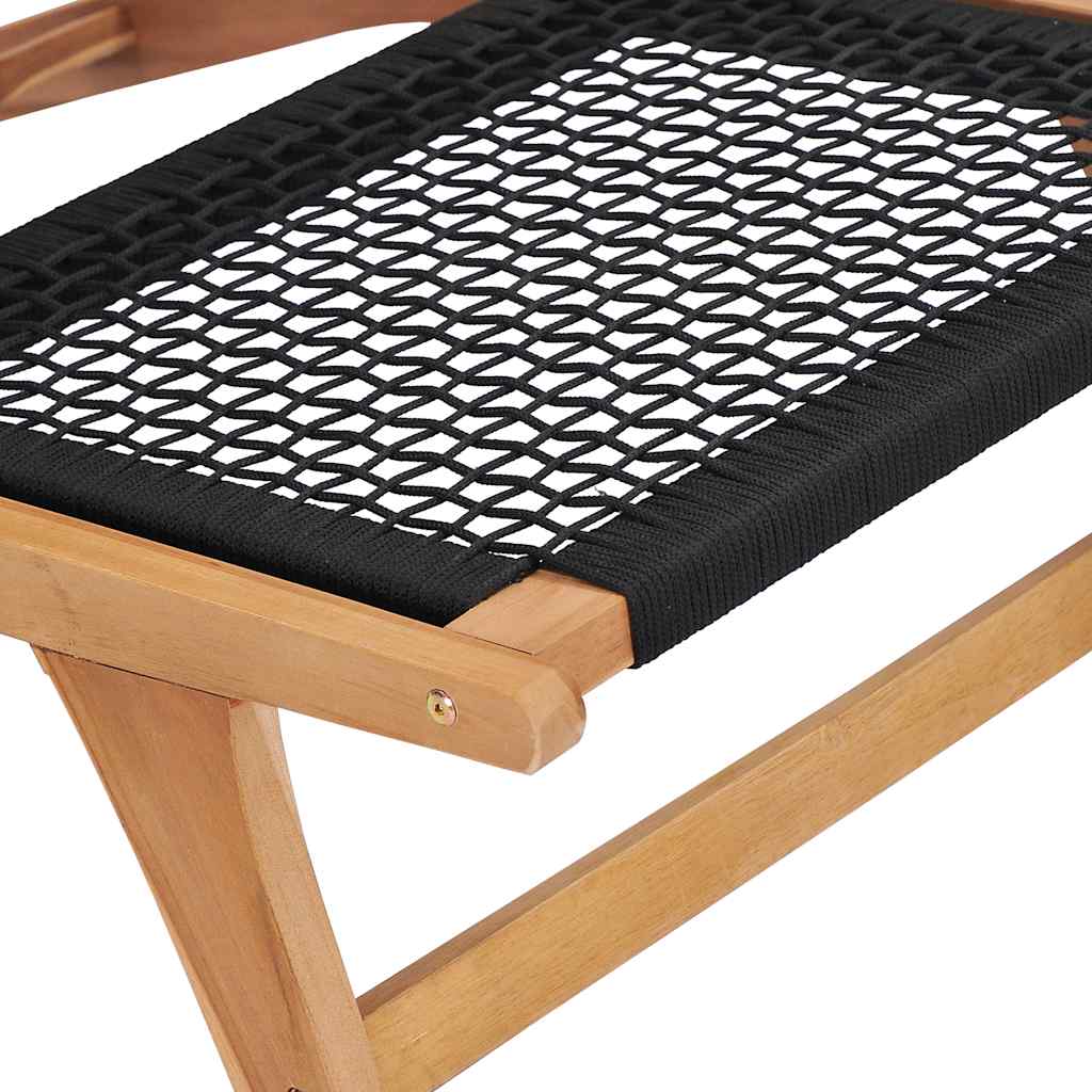 Solseng med fotstøtte, heltre teak tre og tau