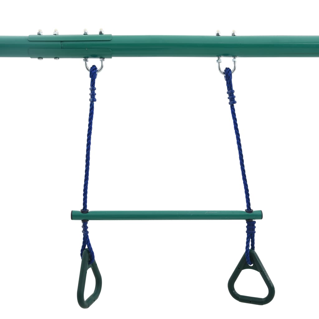 Huskestativ med gymnastikkringer og 4 seter til hagen