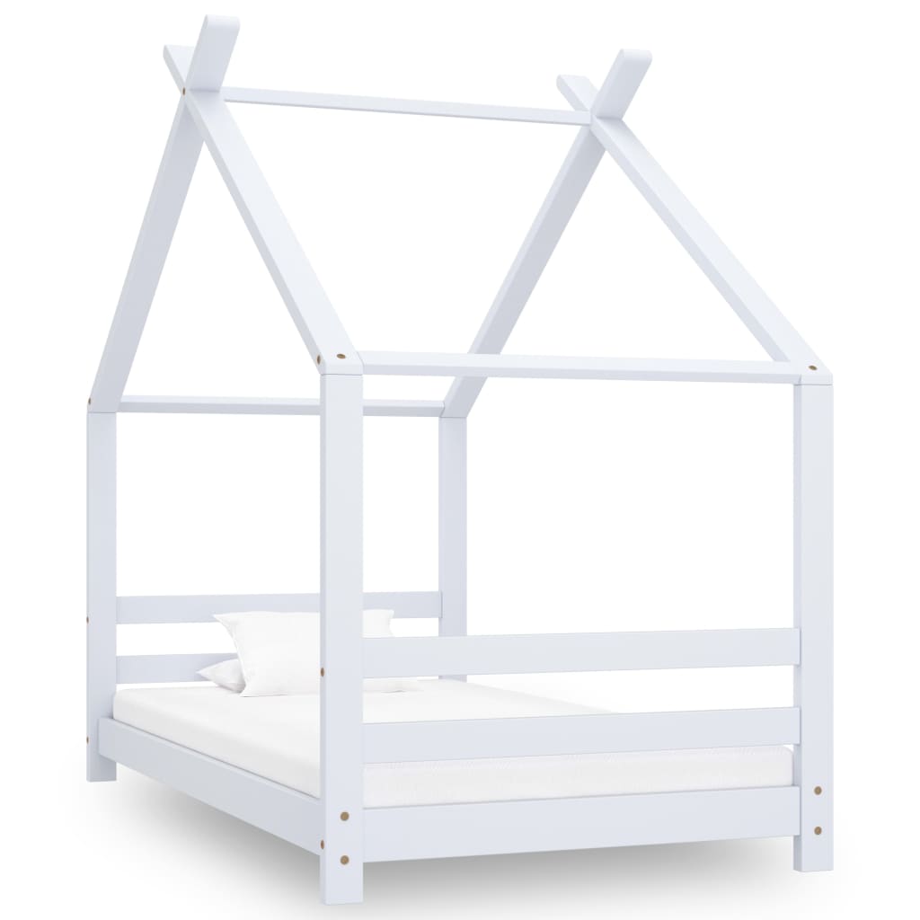 Hvit sengeramme for barn i heltre, 80x160 cm