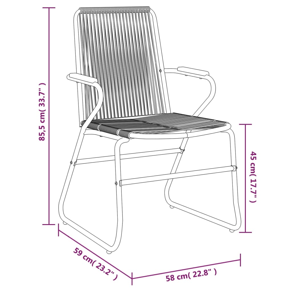 Hagestoler 2 stk, svart, 58x59x85,5 cm