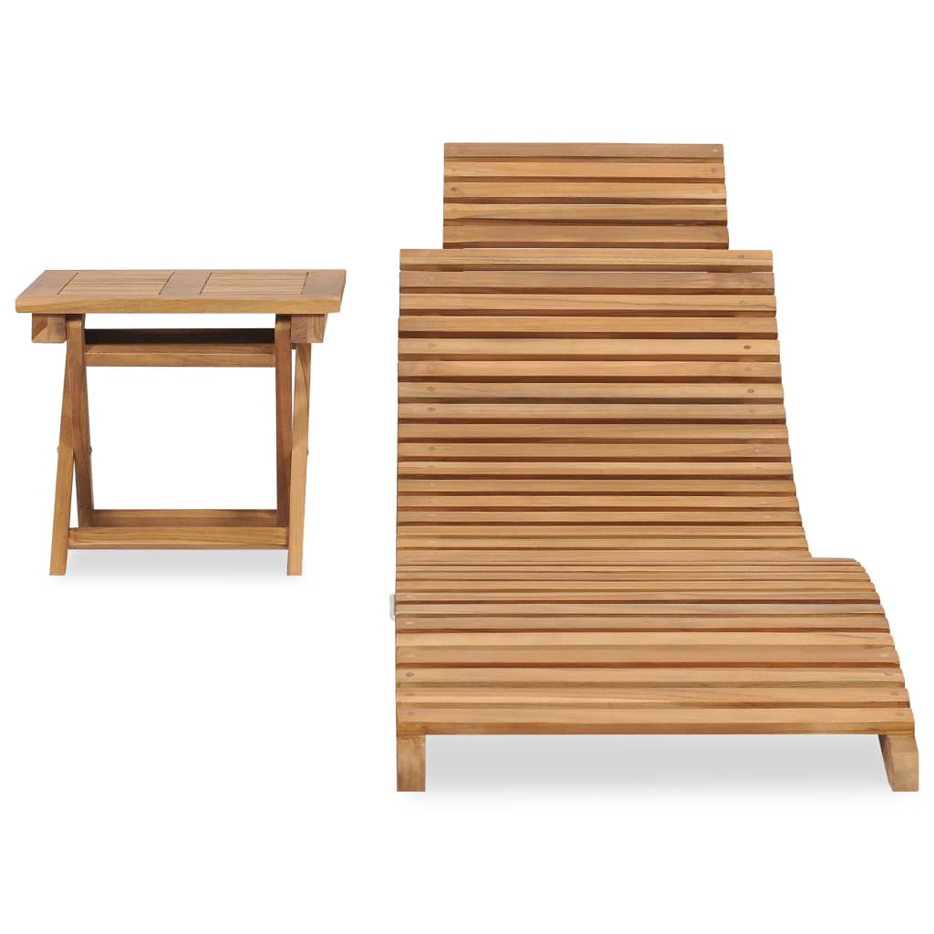Sammenleggbar solseng med bord heltre teak