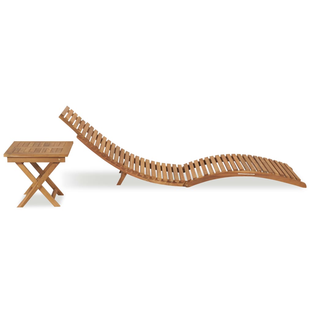 Sammenleggbar solseng med bord heltre teak