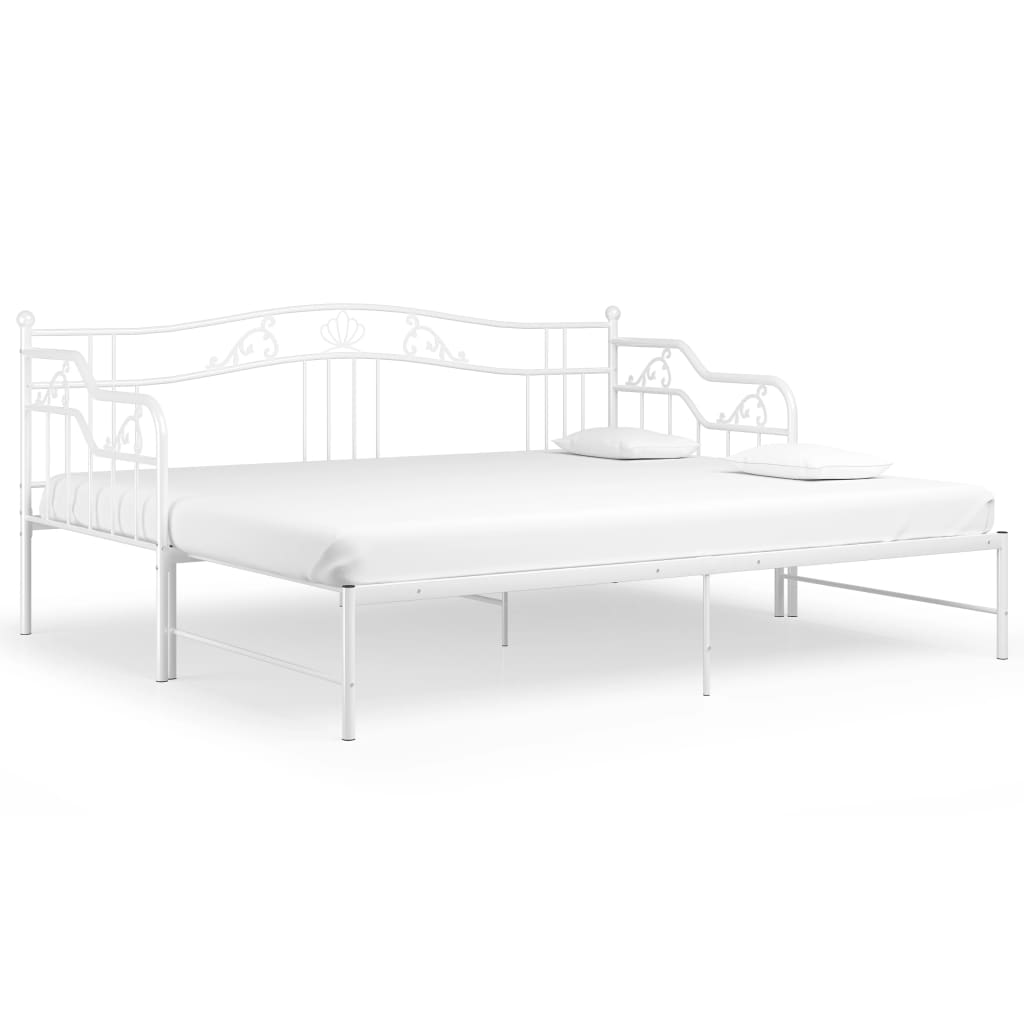 Hvit uttrekkbar sovesofa, 90x200 cm