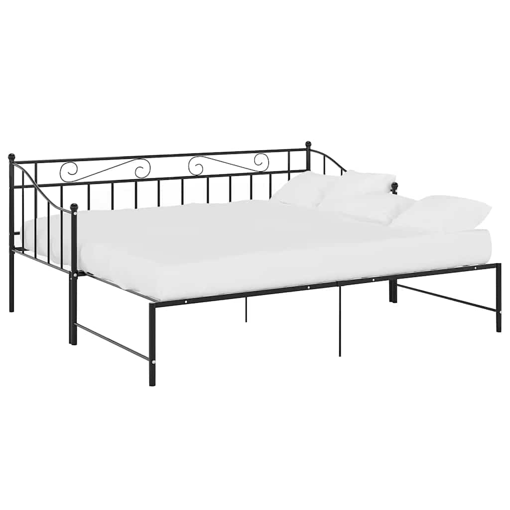 Svart uttrekkbar sovesofa, 90x200 cm