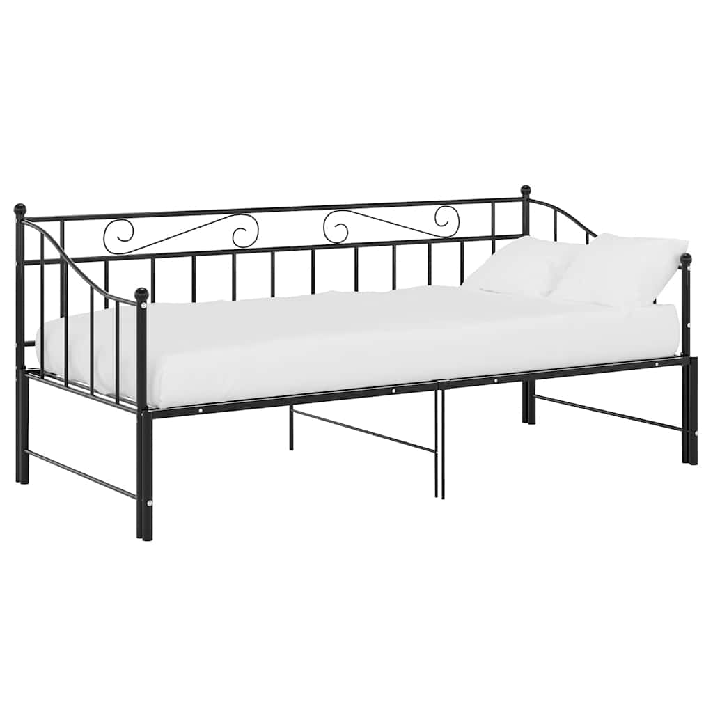Svart uttrekkbar sovesofa, 90x200 cm