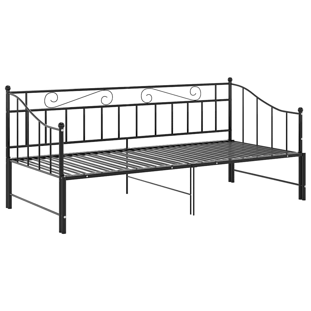 Svart uttrekkbar sovesofa, 90x200 cm