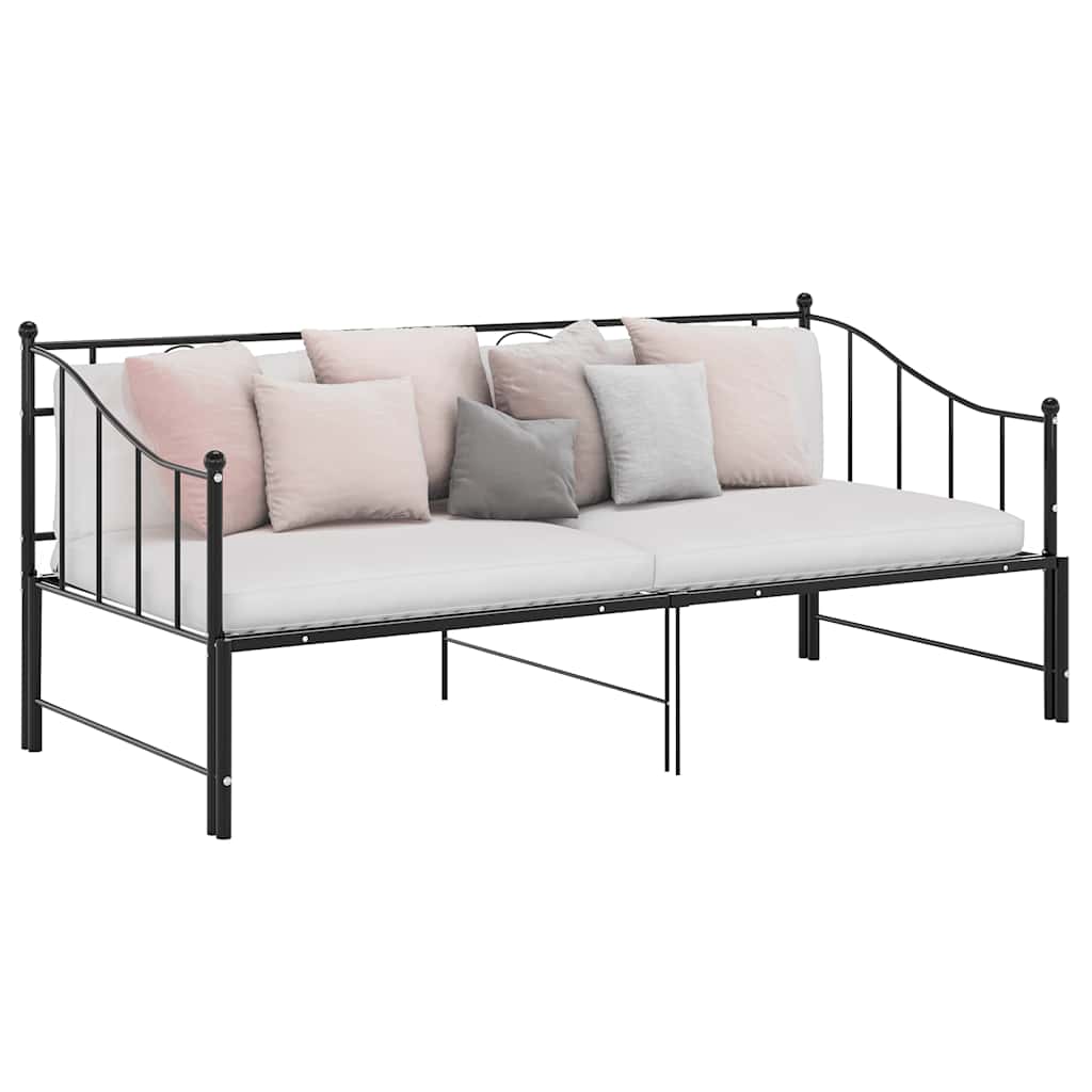 Svart uttrekkbar sovesofa, 90x200 cm