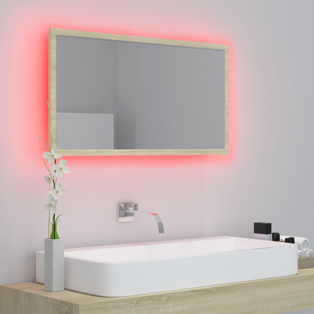 LED-badespeil sonoma eik 80x8,5x37 cm akryl