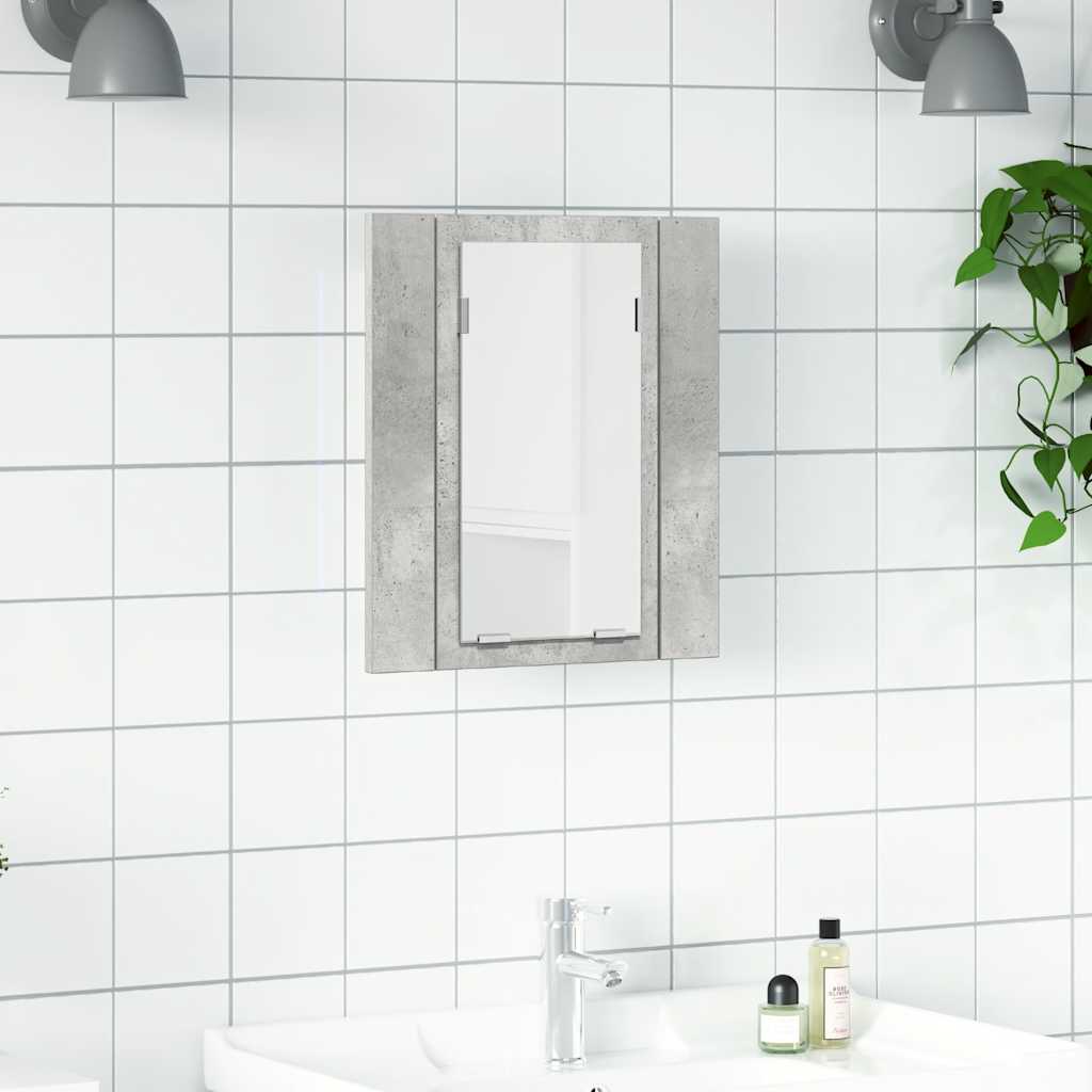 LED-speilskap til baderom betonggrå 40x12x45 cm akryl