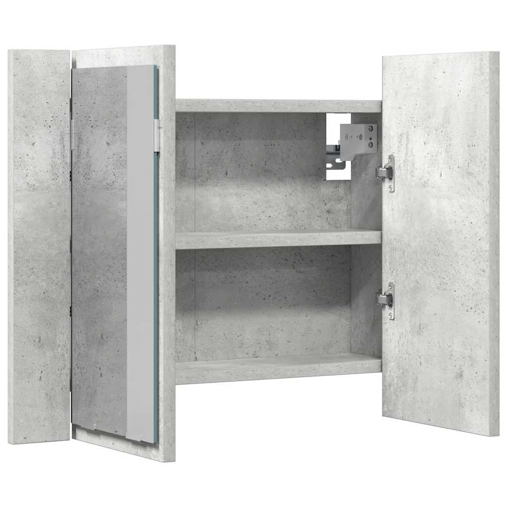 LED-speilskap betonggrå 60x12x45 cm akryl