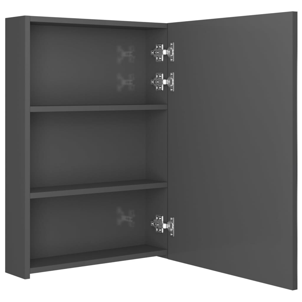 LED-speilskap til bad blank grå 50x13x70 cm