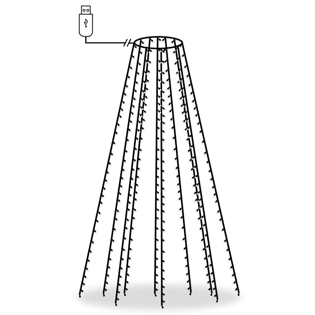 Lenker med blå juletrelys, 300 cm