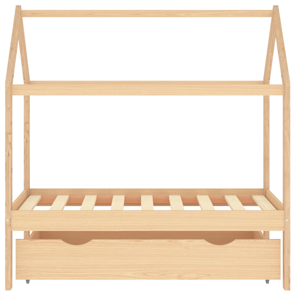 Sengeramme for barn med skuff heltre furu 70x140 cm