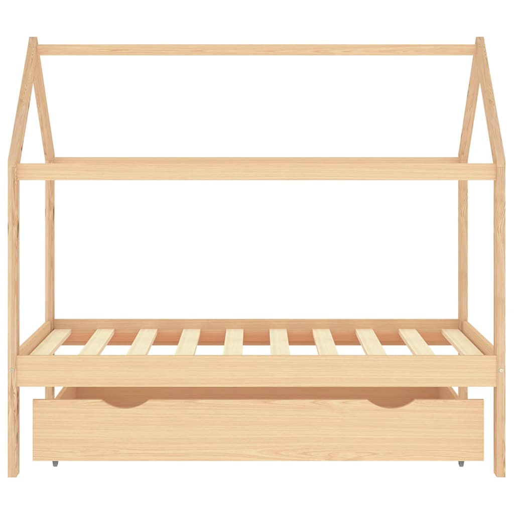 Sengeramme for barn med skuff heltre furu 80x160 cm