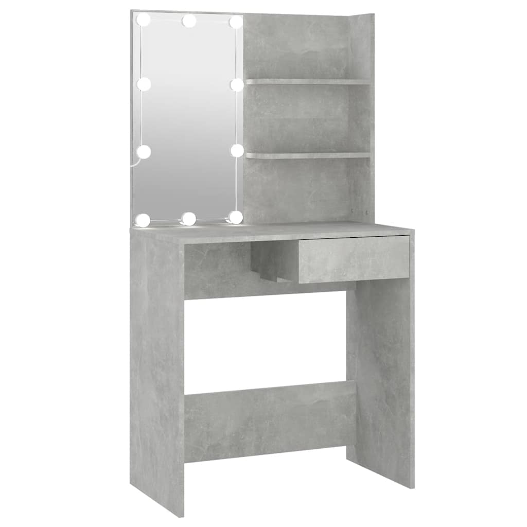 Lekkert sminkebord med LED-lys, 74,5x40x141 cm