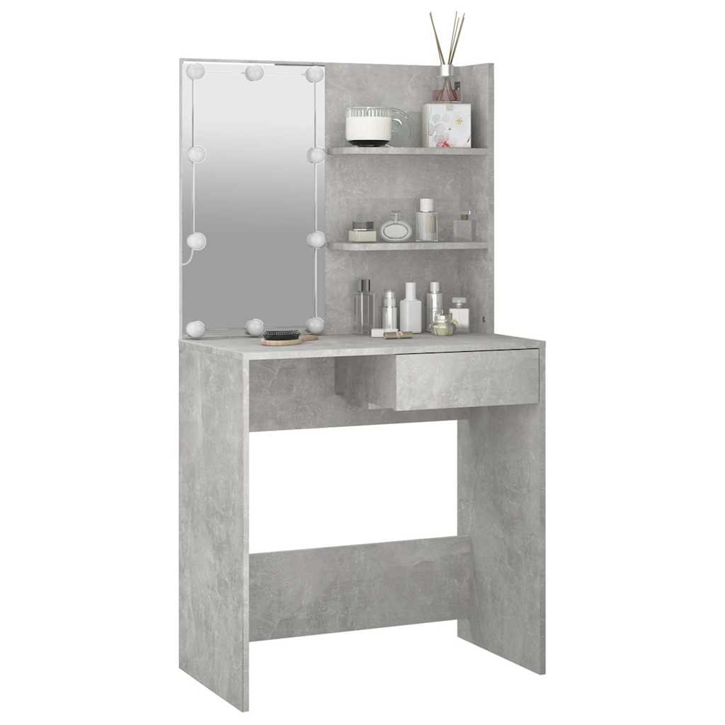 Lekkert sminkebord med LED-lys, 74,5x40x141 cm