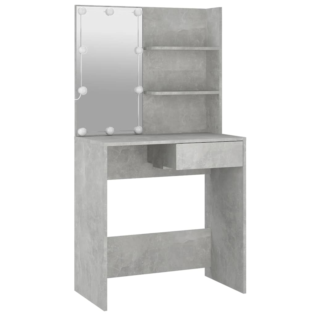 Lekkert sminkebord med LED-lys, 74,5x40x141 cm