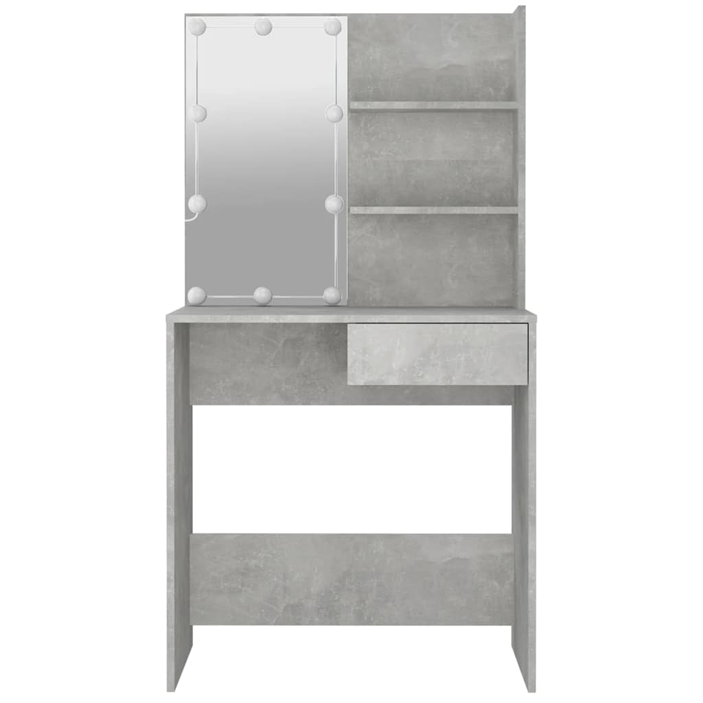Lekkert sminkebord med LED-lys, 74,5x40x141 cm