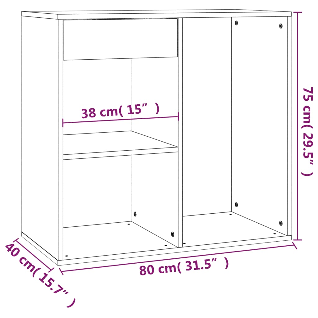 Sminkeskap høyglans hvit 80x40x75 cm konstruert tre