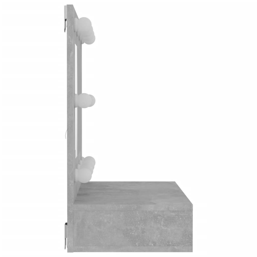 Speilskap med LED-lys, betonggrå, 60x31,5x62 cm