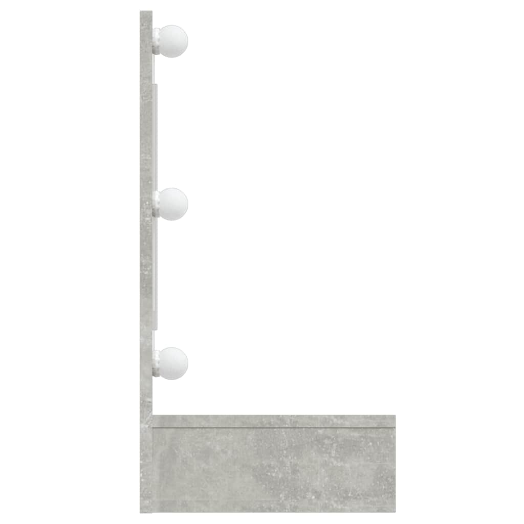 Speilskap med LED-lys, betonggrå, 90x31,5x62 cm