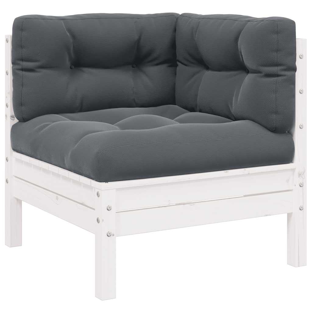 Hagesofa 2-seters med puter hvit heltre furu