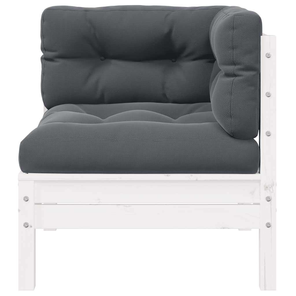 Hagesofa 2-seters med puter hvit heltre furu