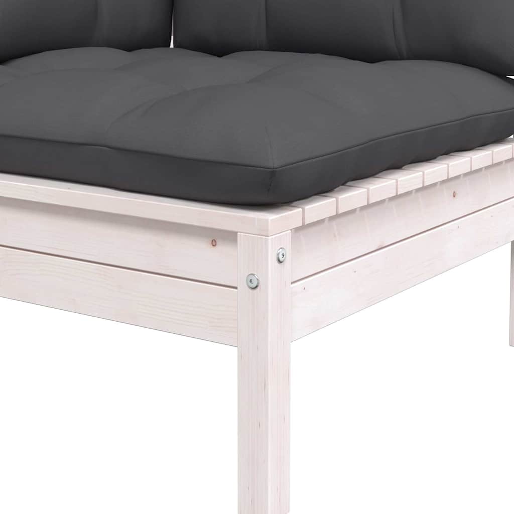 Hagesofa 2-seters med puter hvit heltre furu