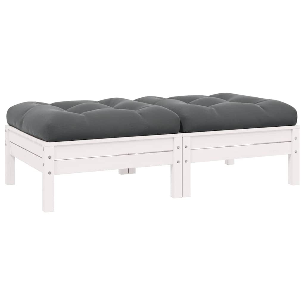 Hagesofa 2-seters med puter hvit heltre furu