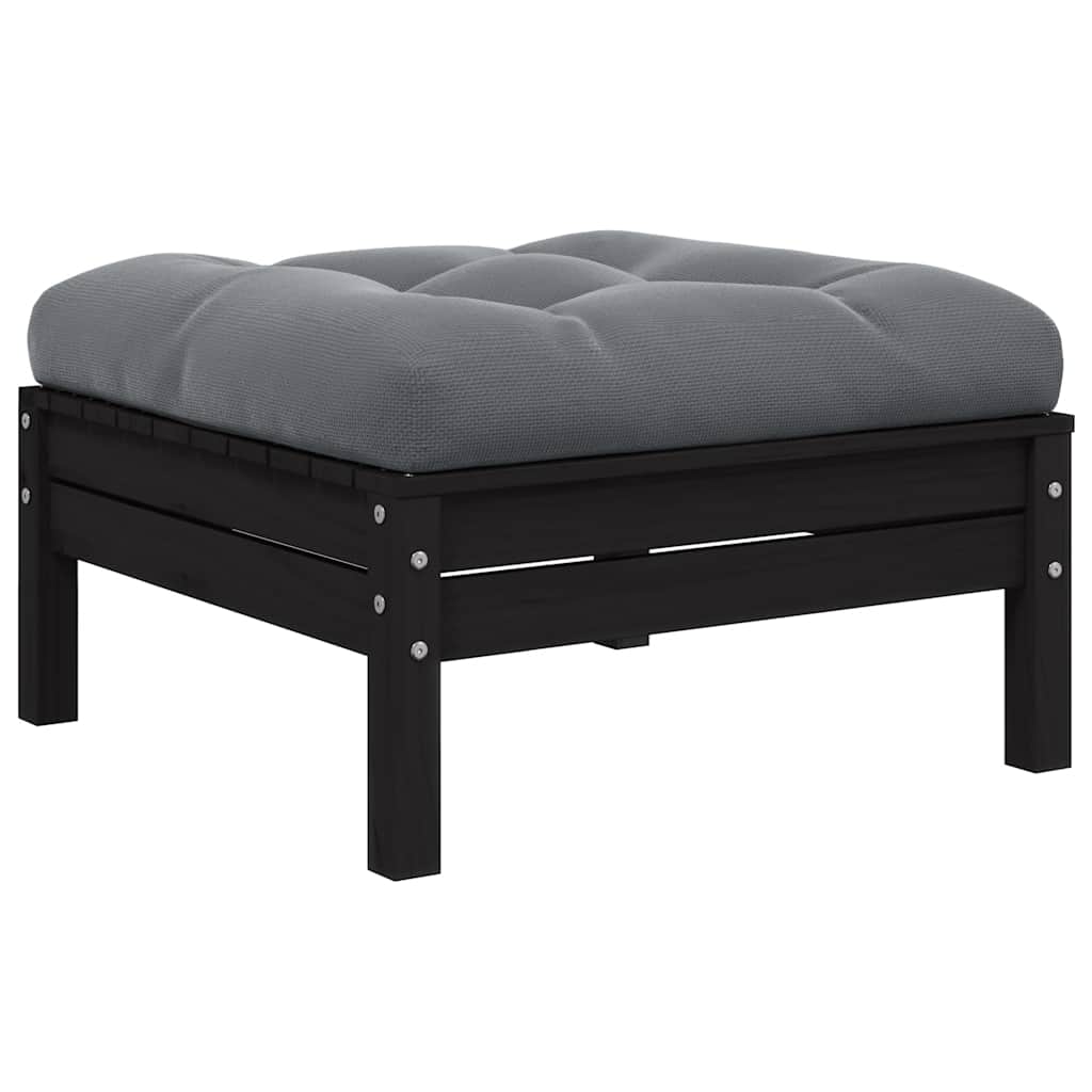 Hagesofa med puter 2-seters svart heltre furu