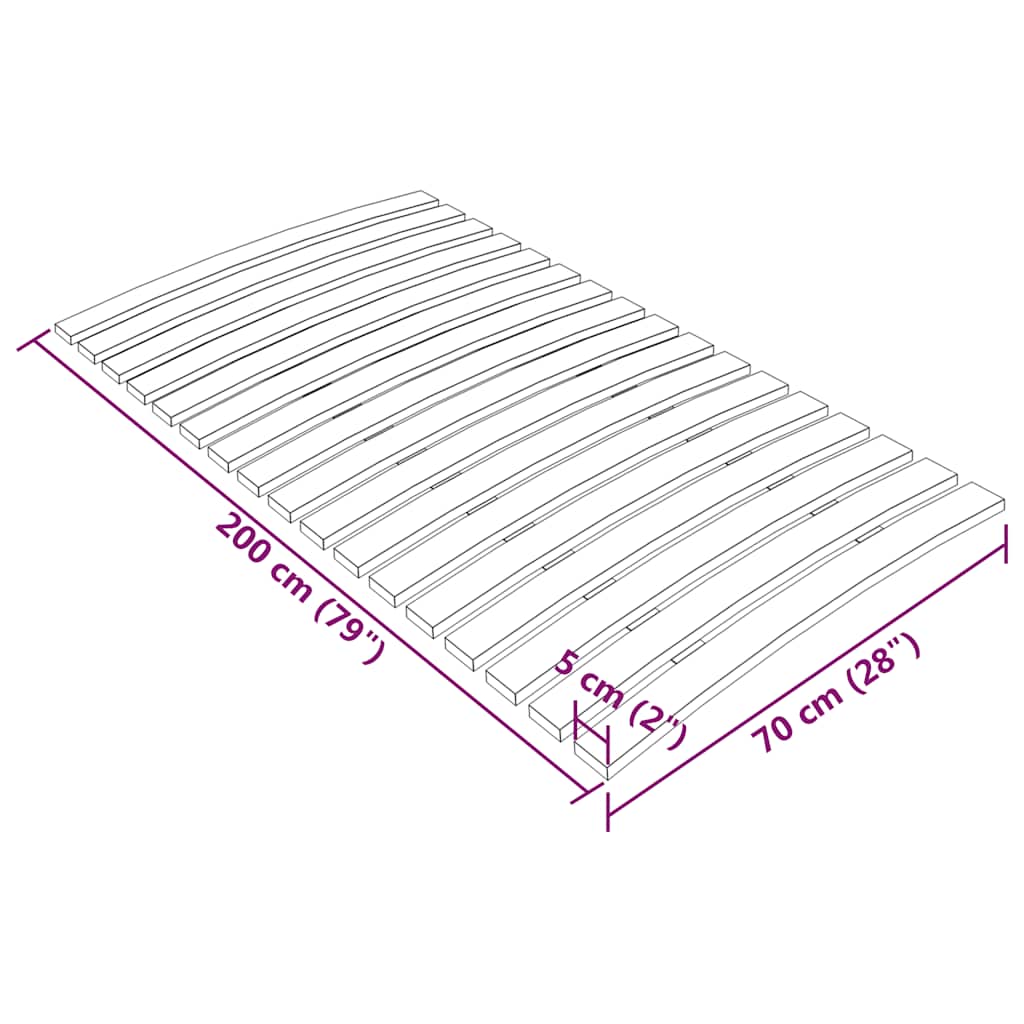 Spilebase med 17 lameller 70x200 cm