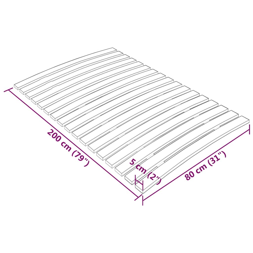 Spilebase med 17 lameller 80x200 cm